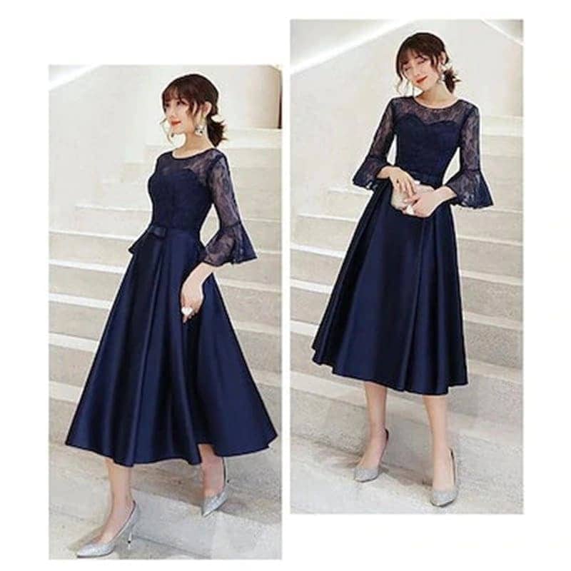 パーティードレス フレア袖 結婚式 ドレス お呼ばれ 二次会 花嫁 ワンピース 同窓会 フォーマル 卒業式 披露宴 演奏会 成人式 20代 30代 新色追加