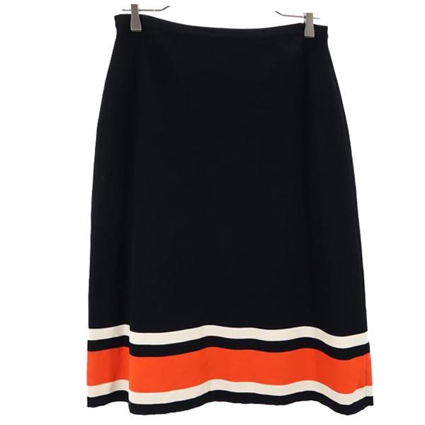 サルヴァトーレフェラガモ イタリア製 ミディ丈 スカート M 黒系 Salvatore Ferragamo レディース