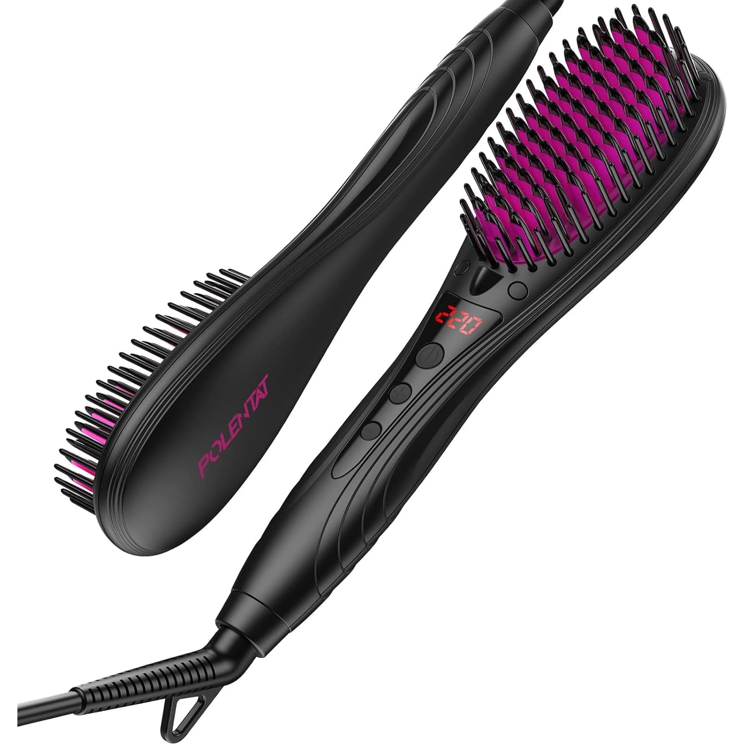【美容師おすすめ】ストレートブラシ ブラシ型ヘアアイロン ヒートブラシ マイナスイオン搭載 サロン級 MAX220℃ デジタル温度表示 6段階温度調整 温度記憶 急速加熱 静電気防止 火傷防止 自動電