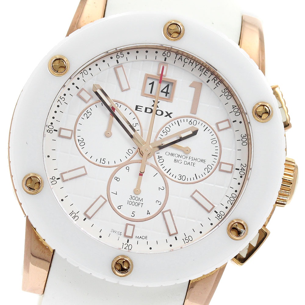 エドックス EDOX 10012 クラスワン クロノオフショア ビックデイト クォーツ メンズ 保証書付き_950559【中古】