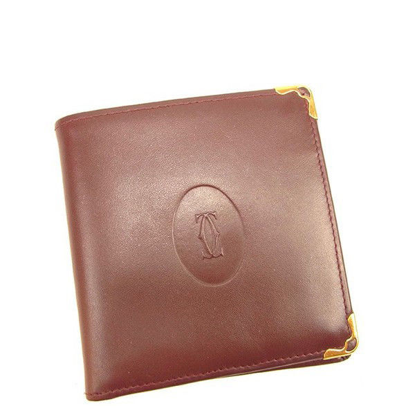 二つ折り財布 マストライン ボルドー ゴールド 中古