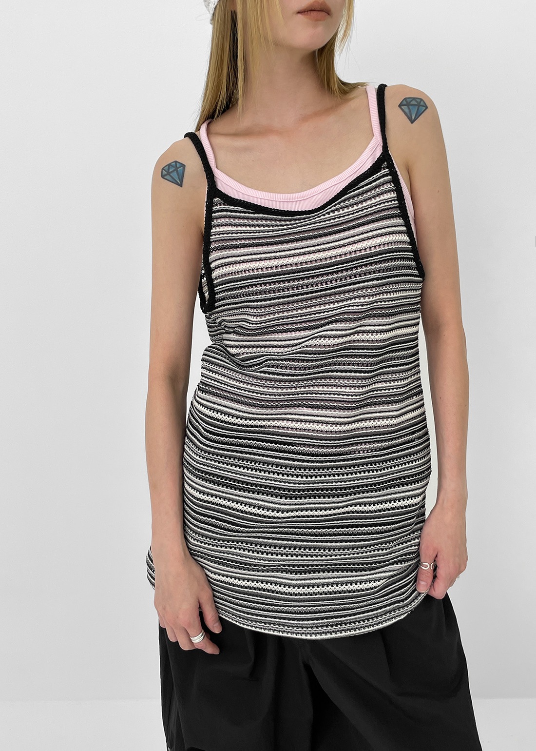 トレンサマーストライプミニワンピース