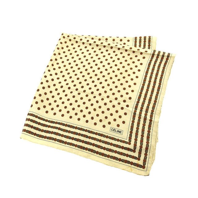 スカーフ 大判サイズ ファッションアイテム フラワー柄 ベージュ ブラウン系 中古