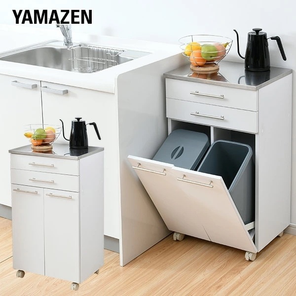 ダストボックス おしゃれ 2分別 完成品 キャスター付き 14リットル