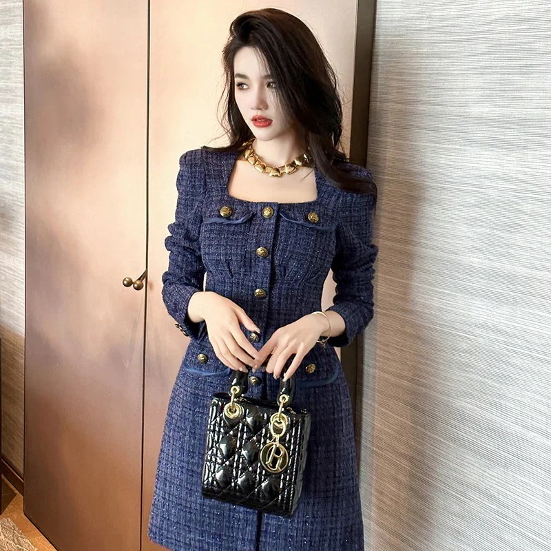 JY.上品 2024秋冬新品 パープル ラシャ ワンピース Aライン 着痩せ ショートワンピ パーティー キャバ 着痩せ 大人 同窓会 披露宴 卒業式 結婚式 演奏会 ウェディング 二次会
