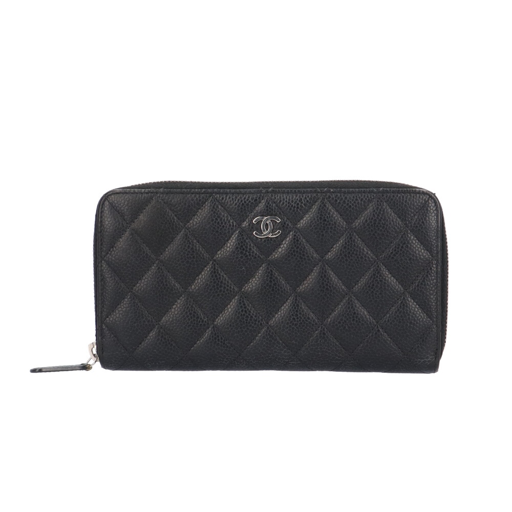 シャネル クラシックロングジップウォレット マトラッセ 長財布 キャビアスキン AP0242 CHANEL 中古