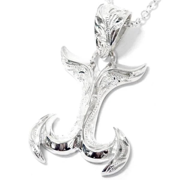 ハワイアンジュエリー ペンダント ネックレス アンカー 錨 ホエールテール クジラの尻尾 スクロール 波 メンズ シルバー925