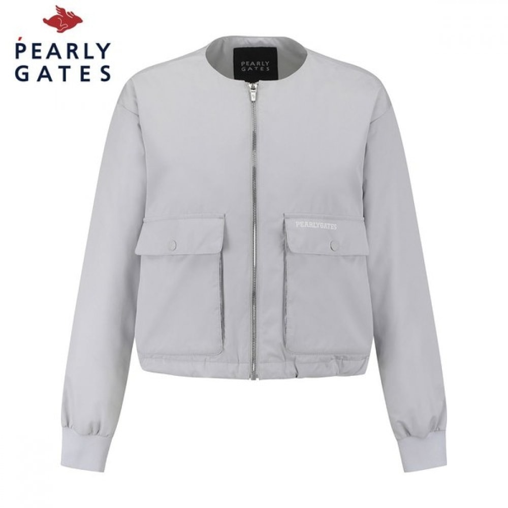 (Paris Gates) レディースビッグポケットノーカラーレスグースダウンジャンパー