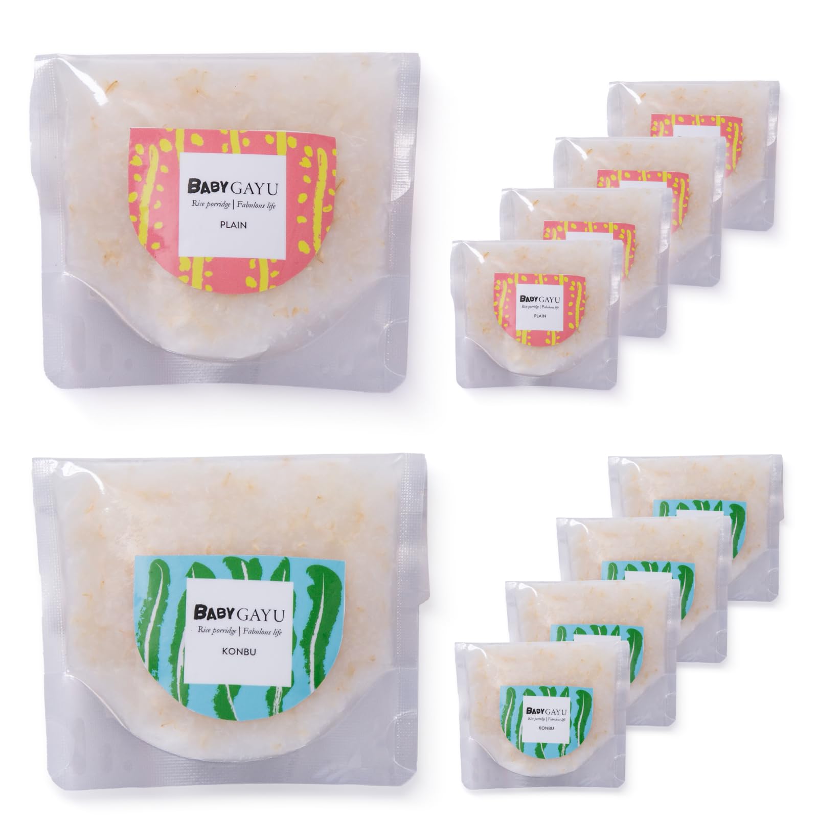 BABYGAYU ベビーおかゆ アソートセット（プレーン5食＋昆布だし5食）国産有機米使用離乳食中期後期無添加・常温保存・レトルト80g×10袋 (5倍がゆ・9か月頃～) 4,891円