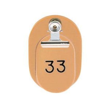 ORIONS 親子番号札(小判型) 番号(1-50) 大小2枚組(目玉クリップ付) ブラウン CT-1-1-BR