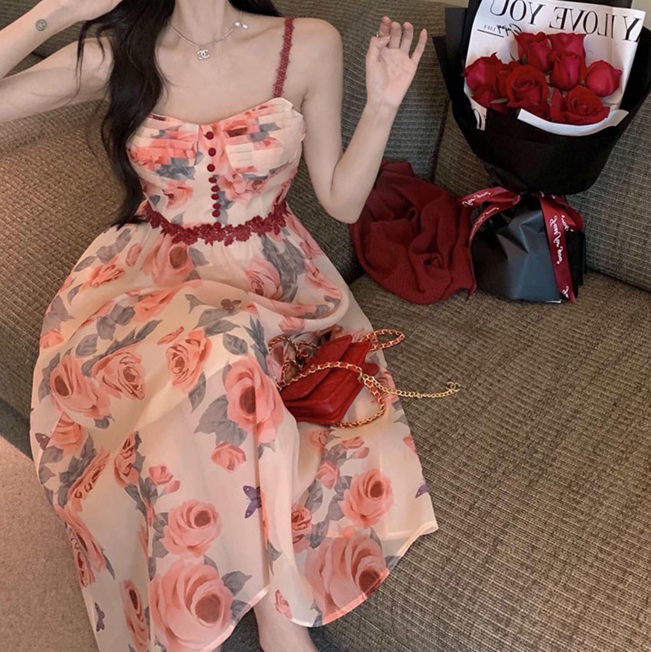 ワンピース フレアワンピース ワンピドレス ミモレ ミモレ丈 ロング ロング丈 袖なし ノースリーブ フレア セミフレア Aライン シフォン 大人可愛い おしゃれ お洒落 かっこいい 大人女子