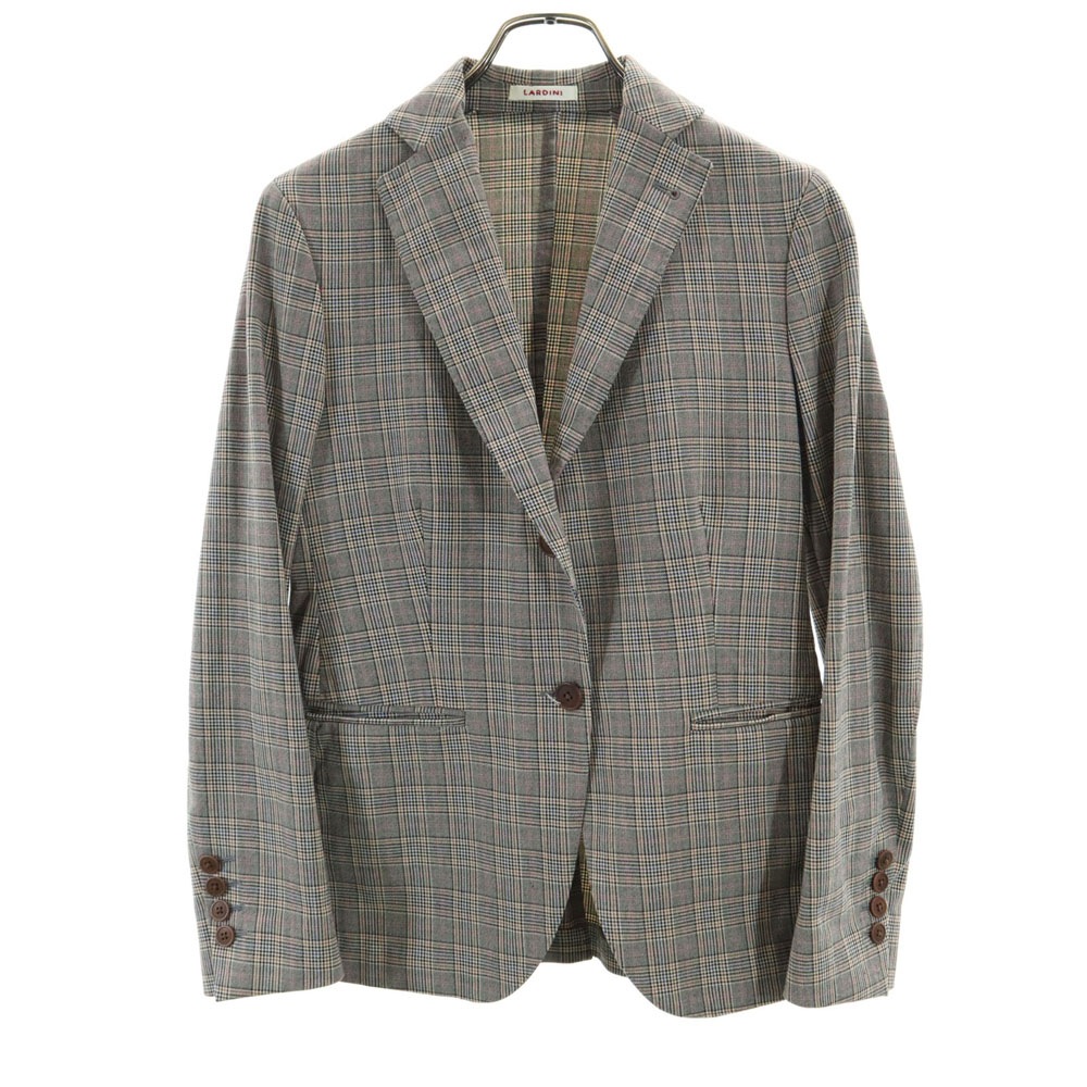 イタリア製 グレンチェック テーラードジャケット 42 グレー ブレザー レディーステーラードジャケット