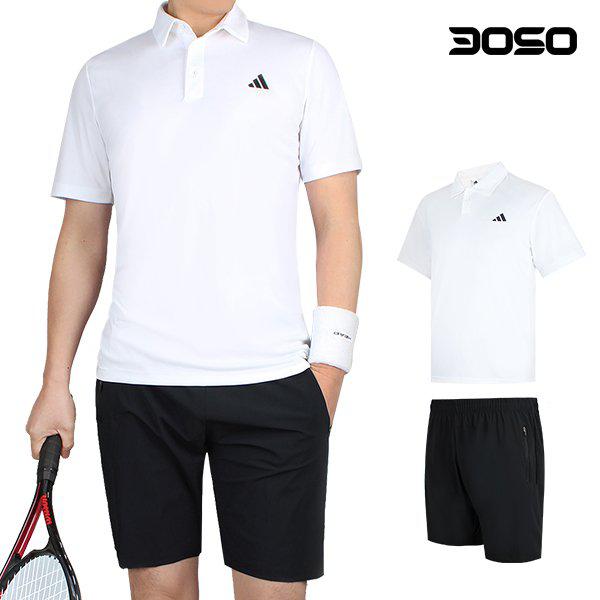 []スポーツ テニスウェア アディダス メンズ 半袖Tシャツ+ショートパンツ セット/ADMJC+IMJM
