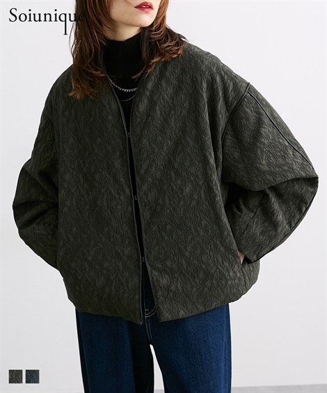 ジャンパー・ブルゾン 前開きジャガードブルゾン　［Soiunique］