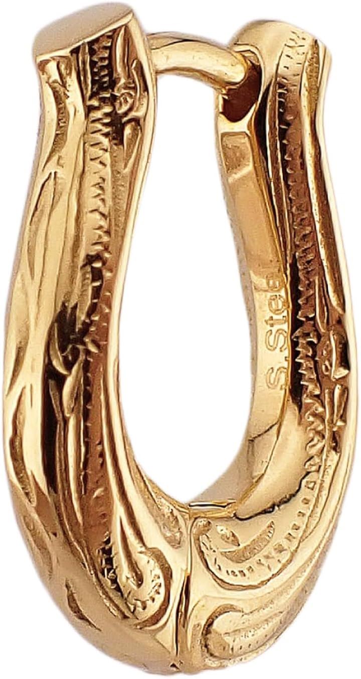Piena ピエナサージカルステンレス316L 片耳用 1個売り ホースシュー 馬蹄 ハワイアンジュエリー フープピアス レディース ゴールド(ゴールド(片耳用))
