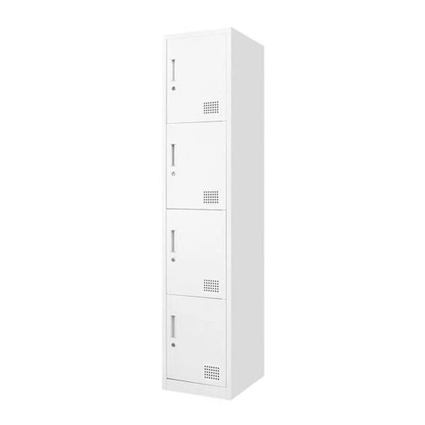 法人限定 Netforce FAC-S4-2-W-WH ホワイト ファシル スリム スチールロッカー (鍵付き 4人用 1列4段) メーカー直送
