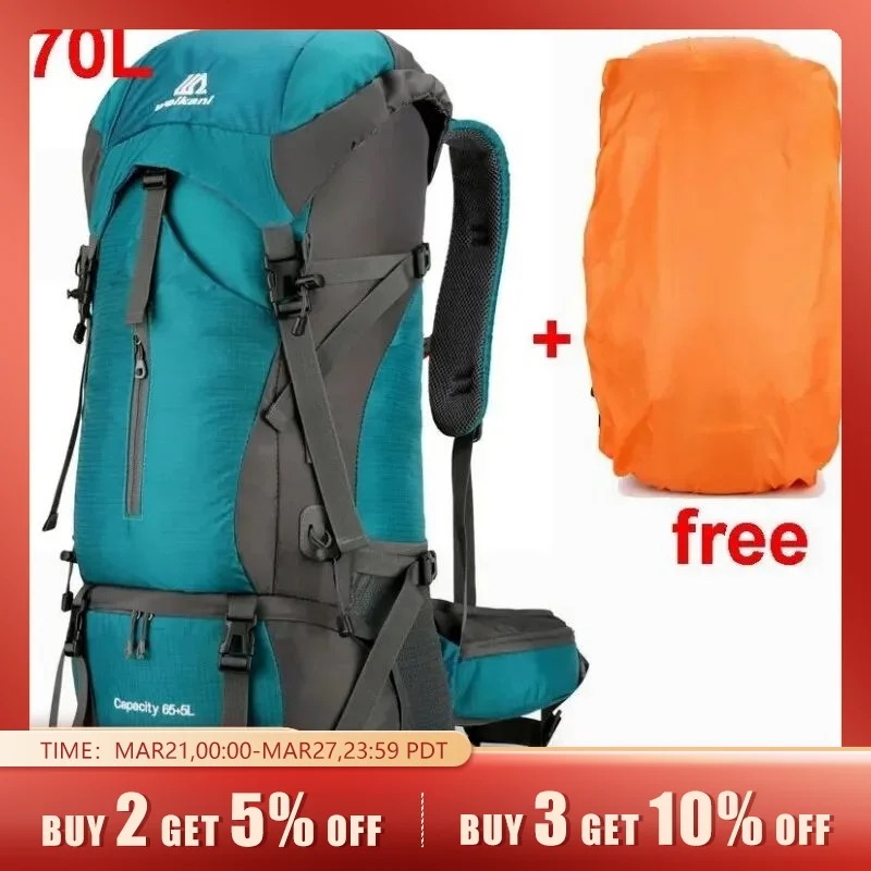 男性用防水ナイロンバッグレインカバー付きキャンプトラベルバックパックアウトドアハイキング登山男性用ショルダーバッグタクティカルミリタリーバッグ