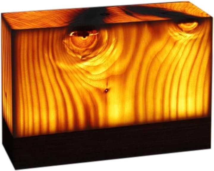 ウッドランプ 木製ランプ LED 天然無垢 調光 木目 オシャレ スクエア 明るさ調整 リアル ワンタップ パインウッド 木炭 2step Rectangle