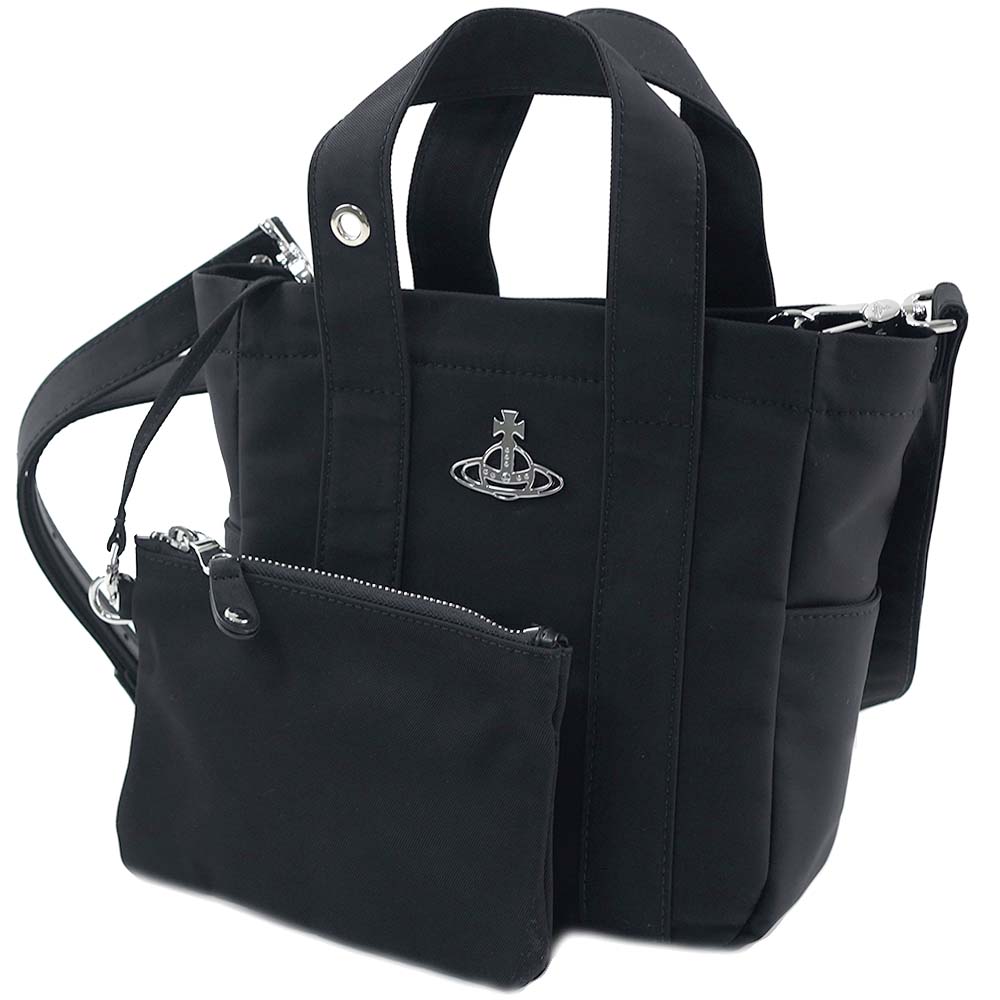 ヴィヴィアンウエストウッド トートバッグ ショルダーバッグ ポーチ付き ブラック Vivienne Westwood MURRAY SMALL TOTE BAG 4204007JU-W001Y-PF0