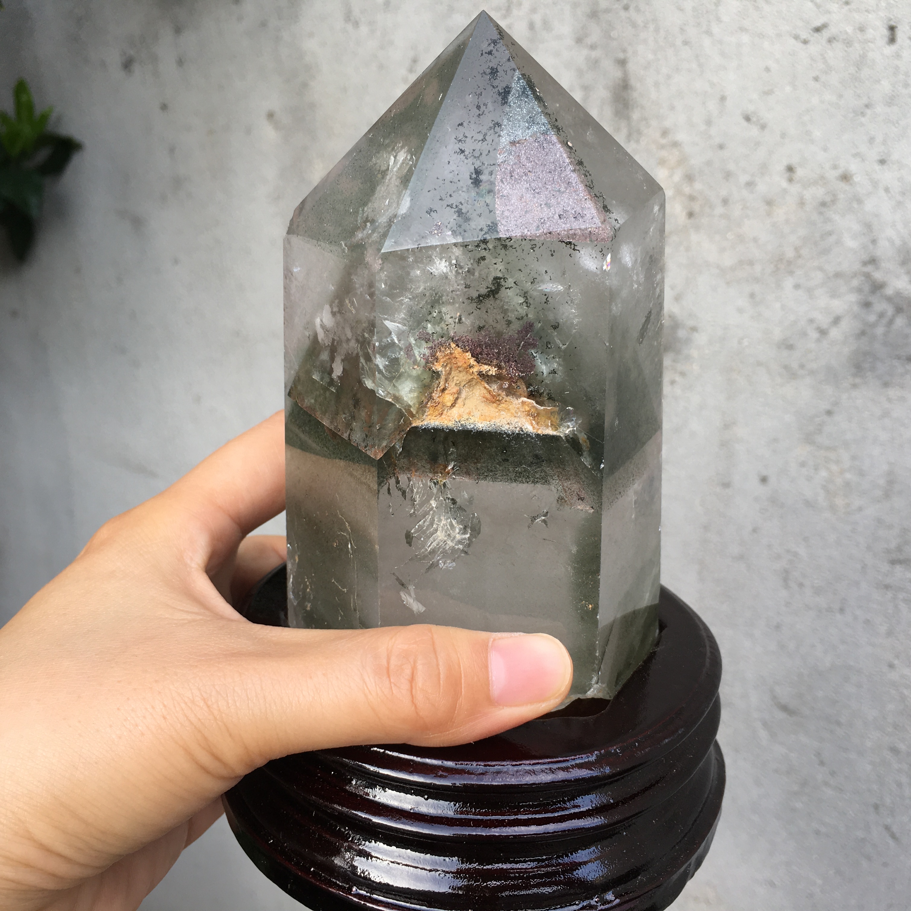 绿幽灵摆件，天然水晶，1150g