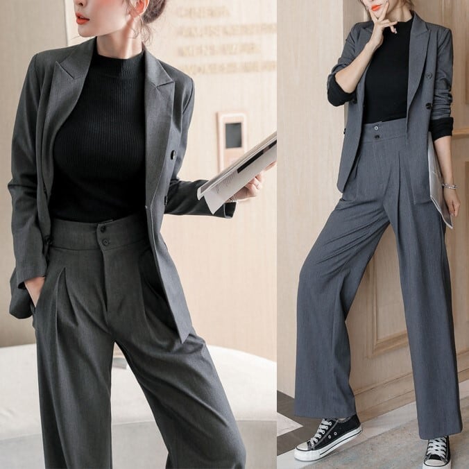 セットアップ 2点 レディース テーラードジャケット スーツ パンツ インスタ映え 高見え 可愛い かわいい 韓国 かっこいい カジュアル 大人 上品 きれいめ シンプル クラシック エレガント ls