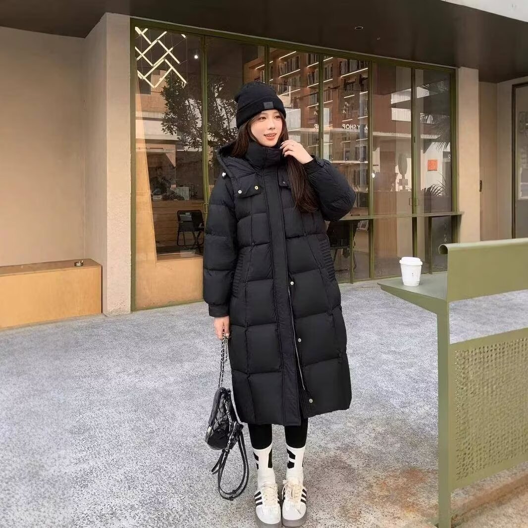 女性用コットンコート2024新しい冬スタイルエクストラロングファッション厚みのある大きなキルトコートトレンディなルーズロングブレッドコートトレンド