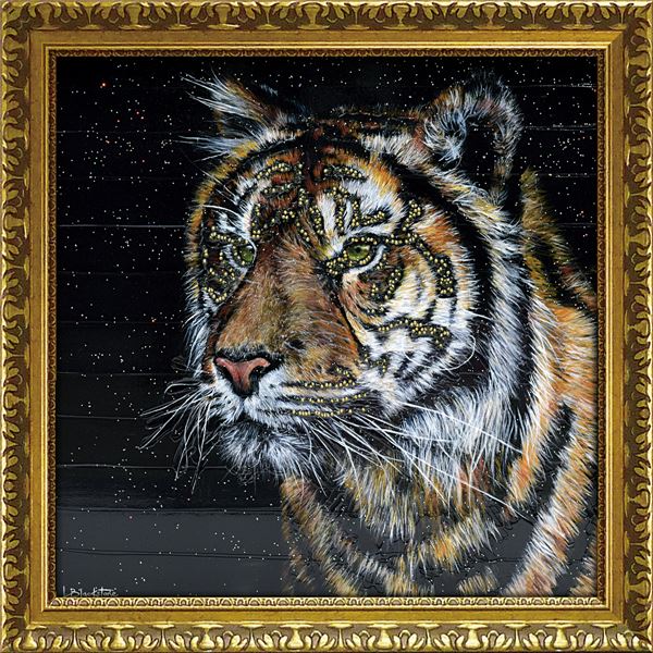 ユーパワー ルーシー/ブラックストーン ～ラインストーンデコ～ Gel加工 アートフレーム 「スマトラタイガー」