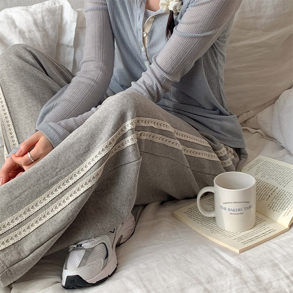 （キッチ＆ラブリー）ハート レース ワイドフィット バンディング トレーニング トラックパンツ ps5096