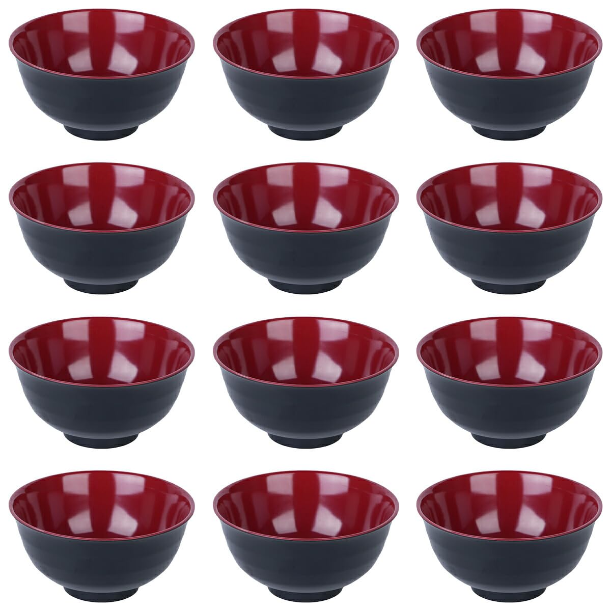 Thunder Group そば丼 うどん鉢 丼ぶり 直径15.8cm 高さ7.9cm 12個セット 蕎麦 ボウル 麺皿 メラミン食器 和食器 食洗機対応 割れにくい 業務用 5560JBR-12S