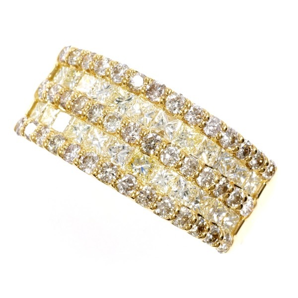 K18 18金 YG リング 20号 イエローダイヤ ダイヤ 計2.00 カード鑑別書 中古 78,320円