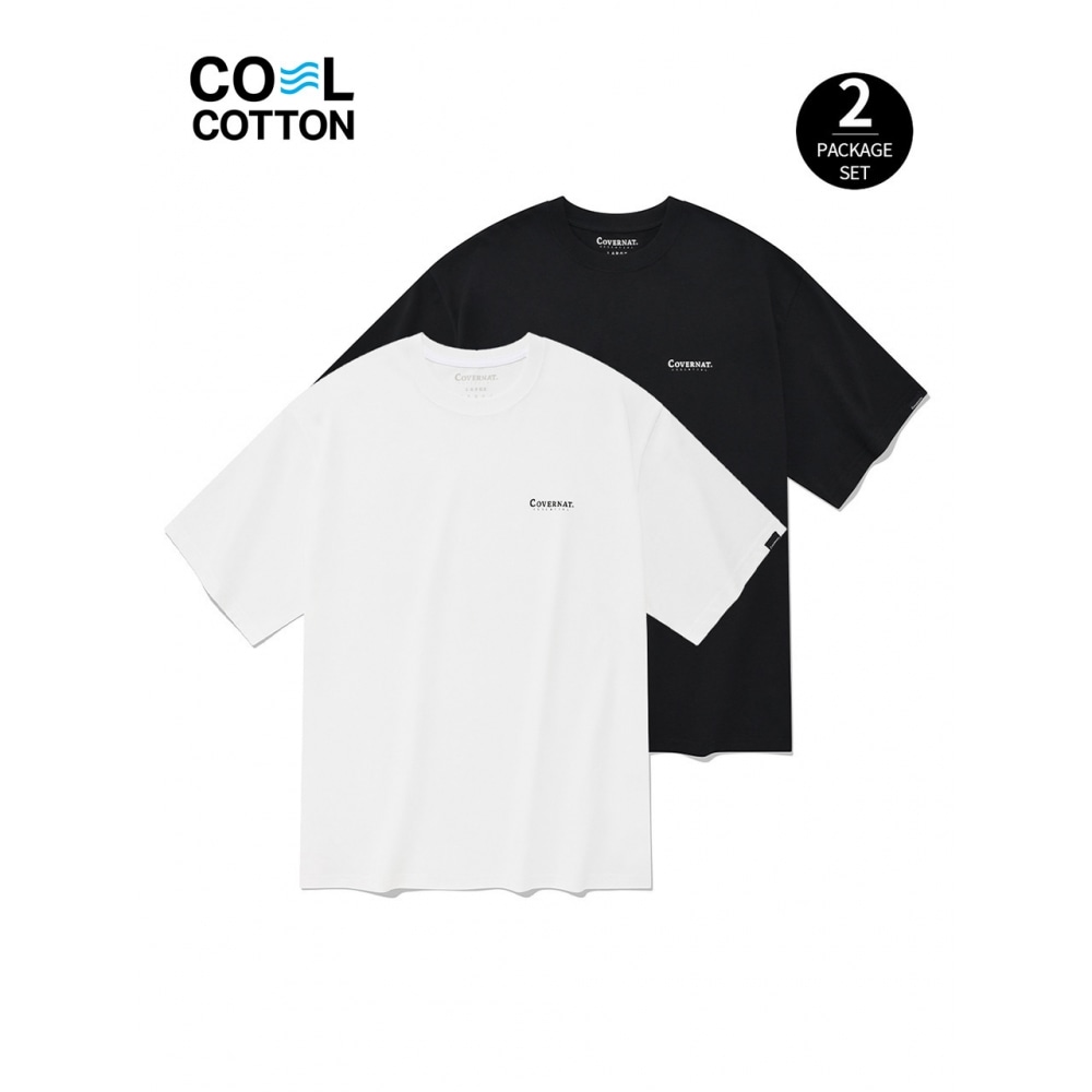 COVERNAT クールコットン 2 パック T シャツブラック+ホワイト