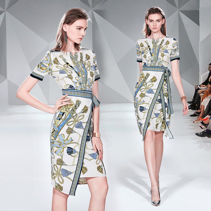 総柄デザインワンピース パーティードレス ワンピース 結婚式 披露宴 卒業式 入学式 発表会 二次会 フォーマル 20代 30代 40代 大人 レディース 春 夏 秋 冬