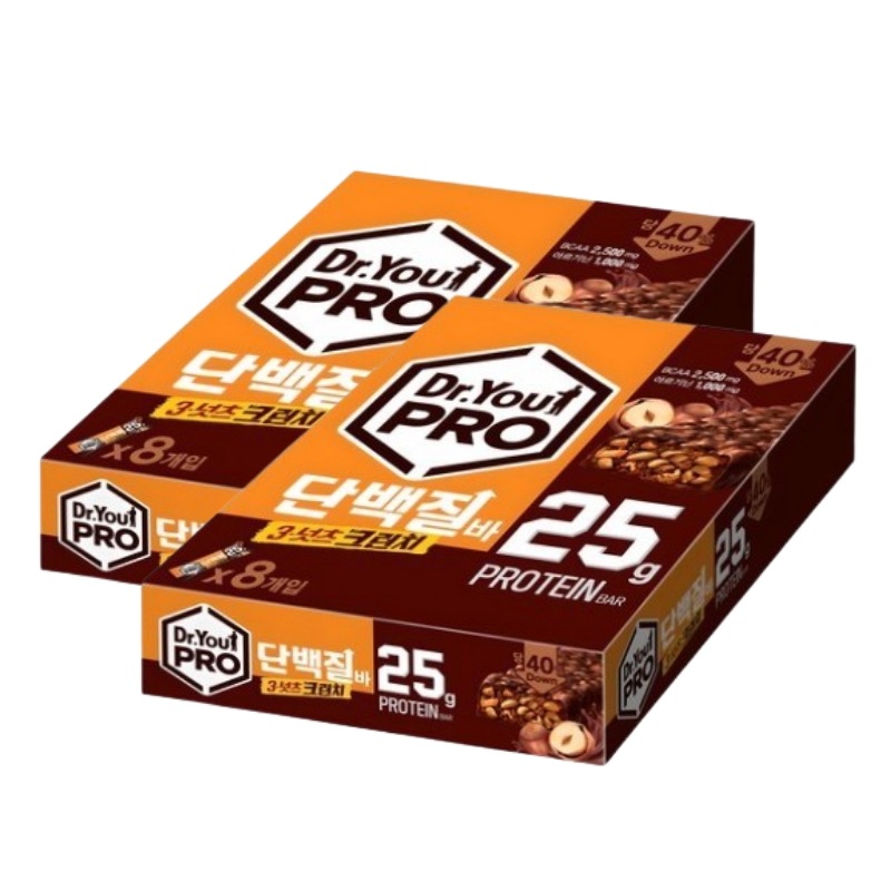 Dr.You PRO プロテインバー 3ナッツクランチ 70g×8個 2箱 高たんぱく ナッツバー 韓国お菓子 間食 個包装