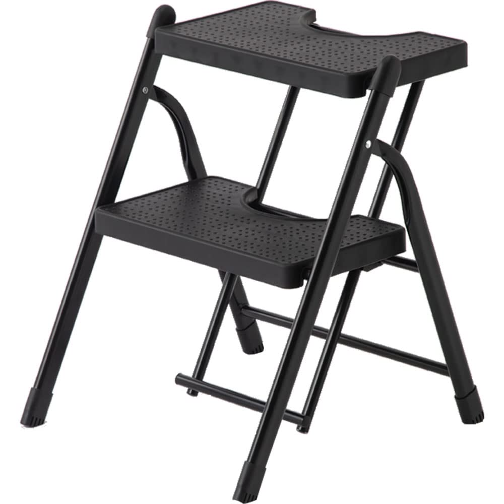 アイリスプラザ 折り畳みステップ 2段 KC-7092F ブラック 踏み台 脚立 軽量 幅約41×奥行約44×高さ約50.5 耐荷重150kg 新生活