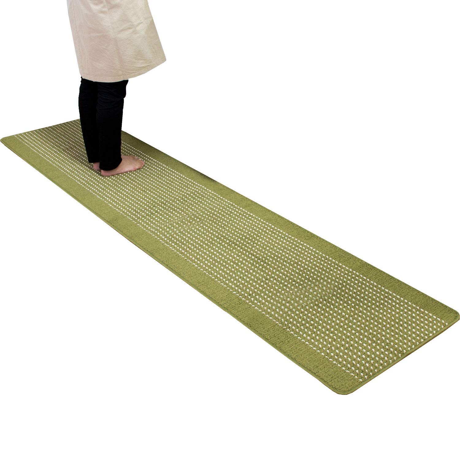 オカ(OKA) 優踏生洗いやすい キッチンマット 約60cm×252cm グリーン (洗える 軽量 滑り止め クッション)
