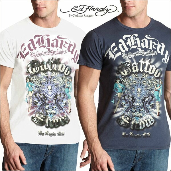 送料無料Ed Hardy エドハーディー メンズ　ピンアップ　ツーソード Tシャツ