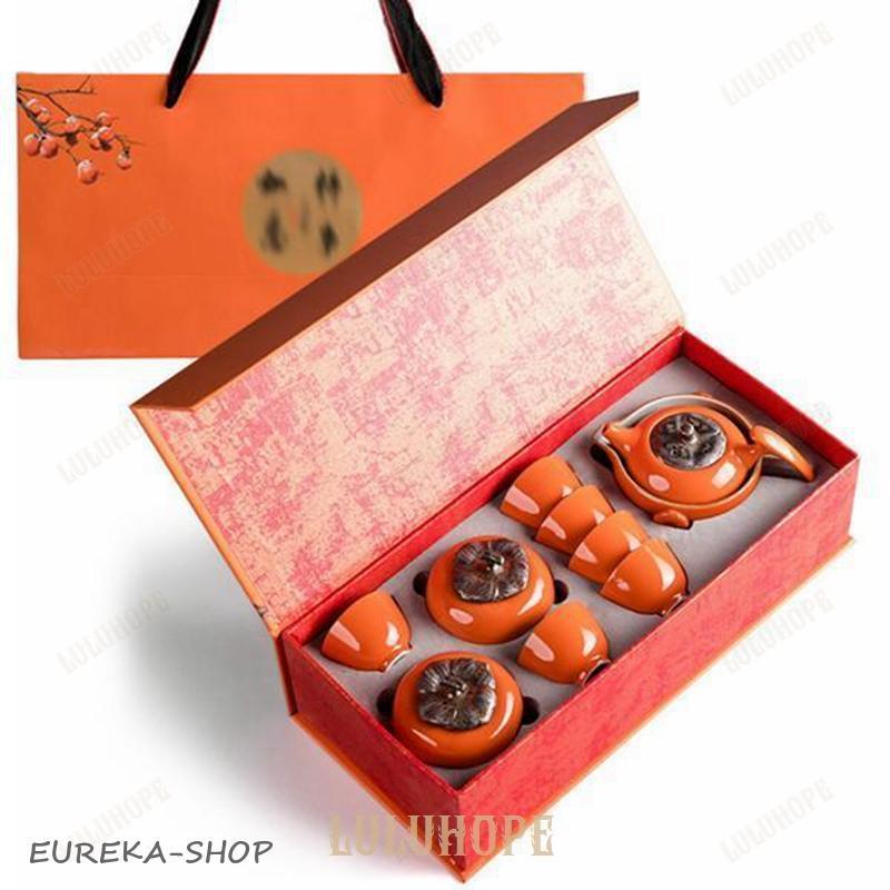 中国茶器セット カーキ 茶器揃 茶皿 陶器 旅行茶具 携帯用セット 耐熱 携帯用 おしゃれ 手描き 茶入 湯飲み ティーポット カップ