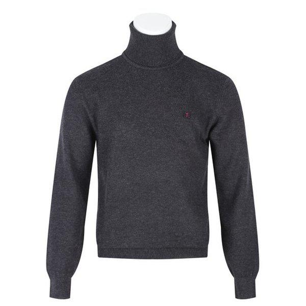 メンズ春秋ウールソフトポーラネック長袖ニット BGM-KN-Q001-チャコール