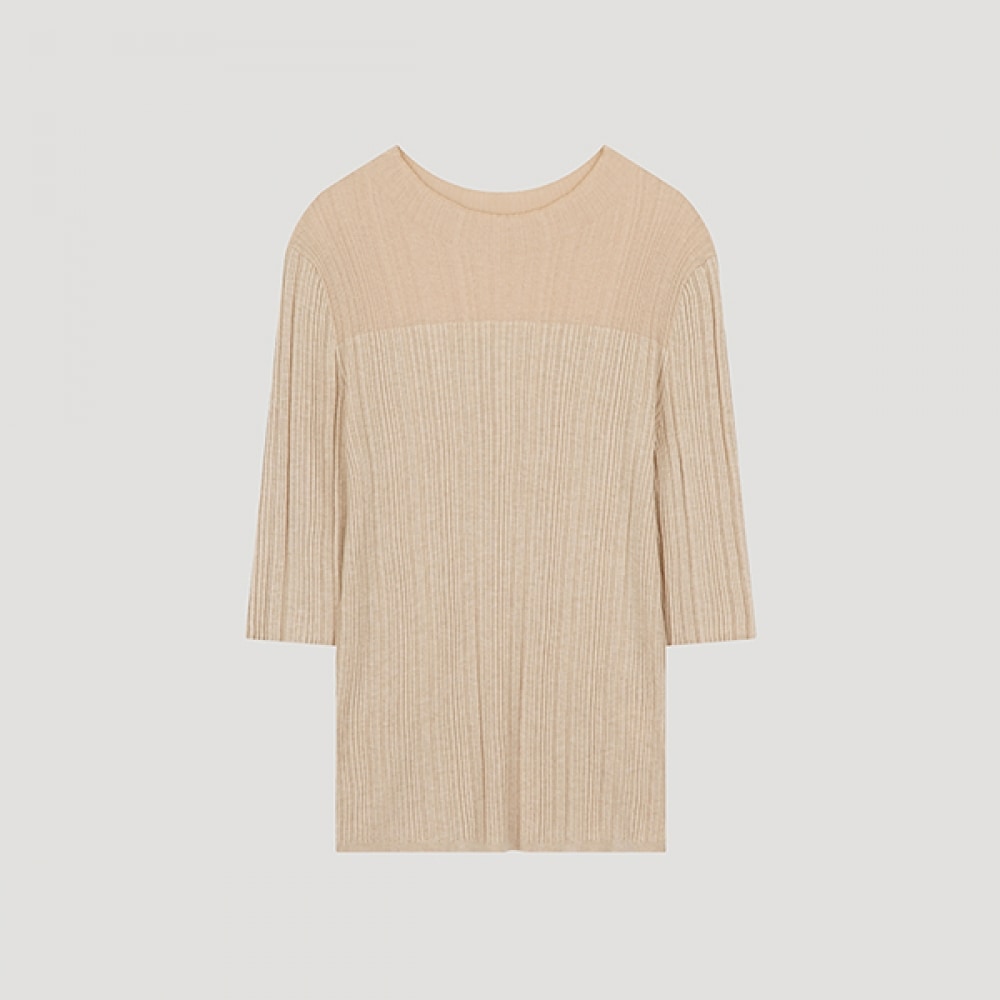 (Shes Miss) リブ付きハーフスリーブニット_SSKPOO32060_LB