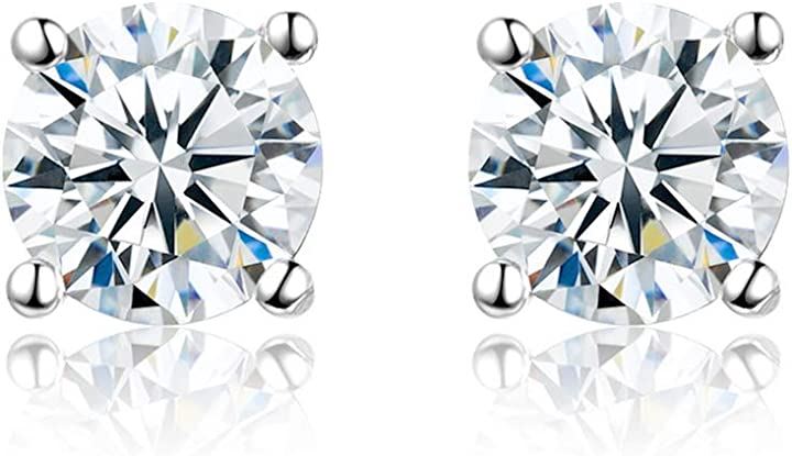 モアサナイト ピアス 両耳用 一粒 0.5カラット5mm シルバー925 S925(0.5カラット)