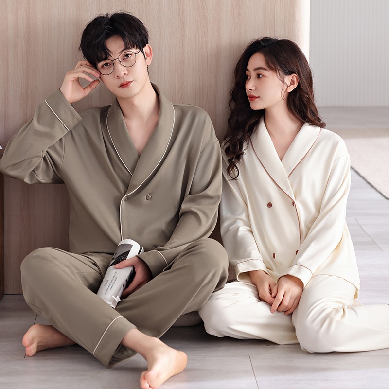 カップルパジャマレディース秋冬ピュアコットン長袖パンツ春秋2025新スタイルメンズホームウェアセット
