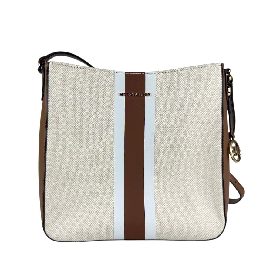 マイケルコース Michael Kors ショルダーバッグ キャンバス/レザー アイボリー×ブラウン レディース z7327