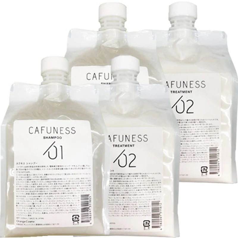 CAFUNESS カフネス ヘアケアシステム シャンプー 1000mL ×2個 + トリートメント 1000g ×2個 セット 詰め替え / 毛髪補修 / 滑るような指通り / 酸熱補正