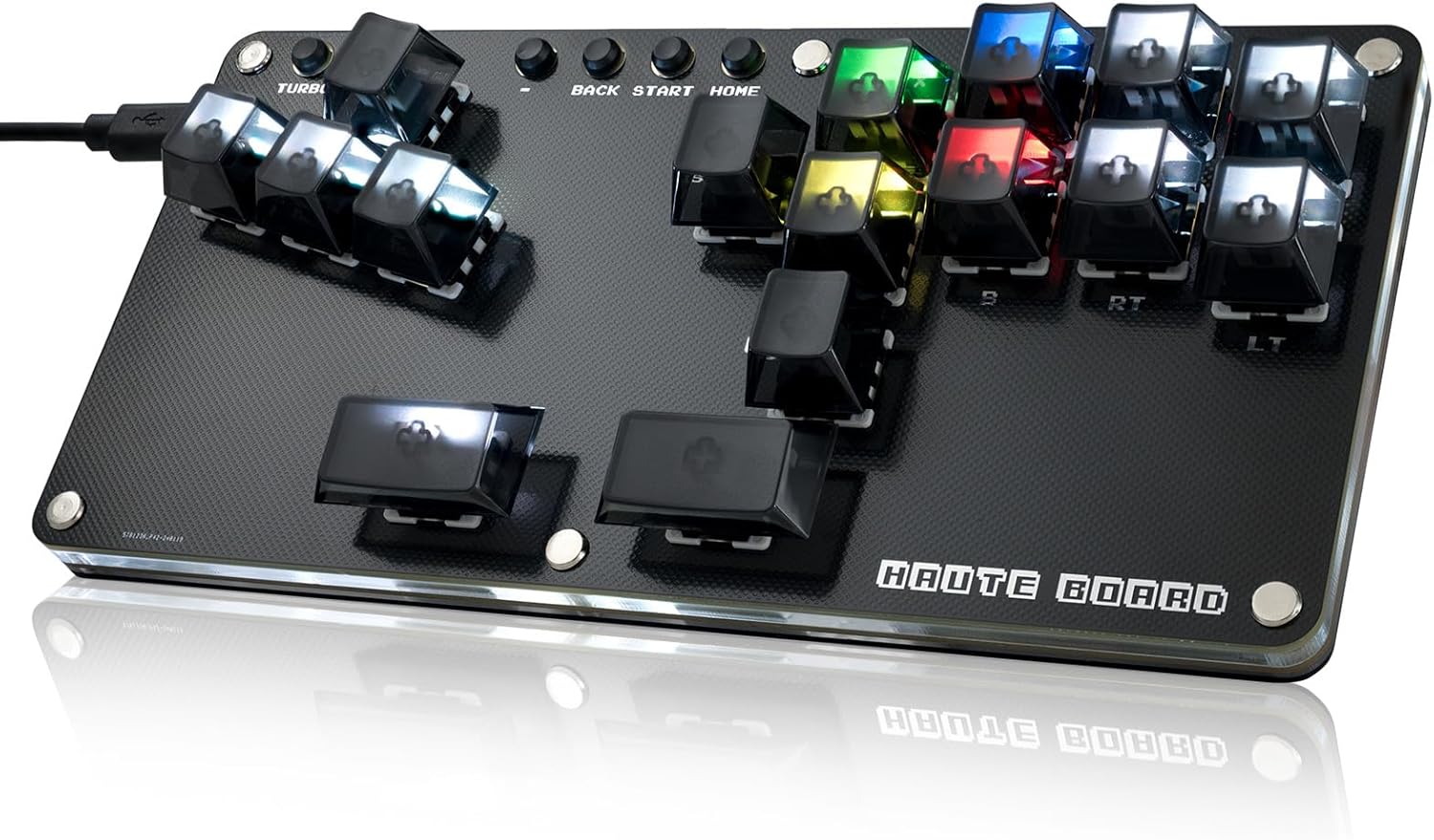 Borcham 16キーミニオールボタンアーケードスティック レバーレスアーケードコントローラー DIY RGB&ターボ機能付き PC/Ps3/Ps4/Switch/Steamデッキに対応 ホットスワ