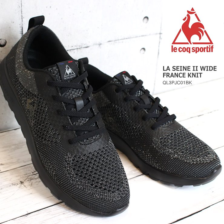 ブランド雑貨総合 セーヌ Sportif ルコックスポルティフ La Coq スニーカーle ルコック 2 Ql3pjc01bk Knit France Wide 2 Seine La ブラック フランスニット ワイド スリッポン サイズ 24 5cm Www Coralreefcondos Com