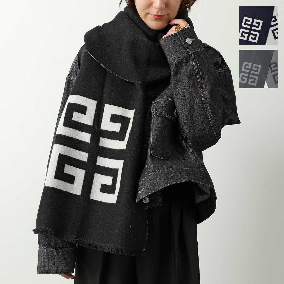 GIVENCHY ジバンシィ マフラー J6262 レディース フリンジ ストール バージンウール 4G カラー3色