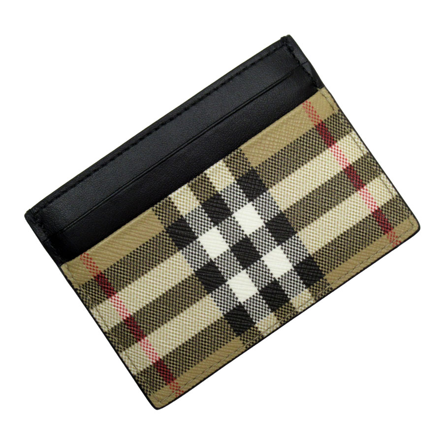 バーバリー BURBERRY カードケース パスケース レザー ブラック×ベージュ ユニセックス t19405k