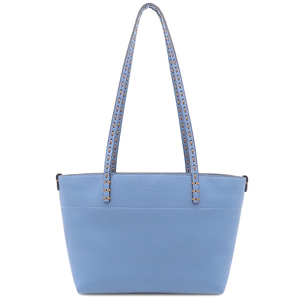 フェンディ FENDI トートバッグ ロール スモール カーフ ブルー ゴールド金具 青 水色 ショッパー ステッチ 8BH424 【保存袋】【中古】