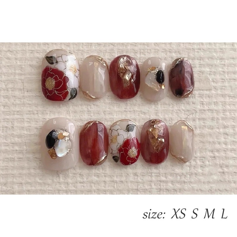 ネイルチップ 手作りネイルチップ 和風ネイルチップ 桜 菊 波 金継ぎ 蒔絵 京都 オーダーメイドネイル ハンドペイントネイル 【手作りネイル】オーダーメイド手作り ジェルネイル ネイルシール セルフ