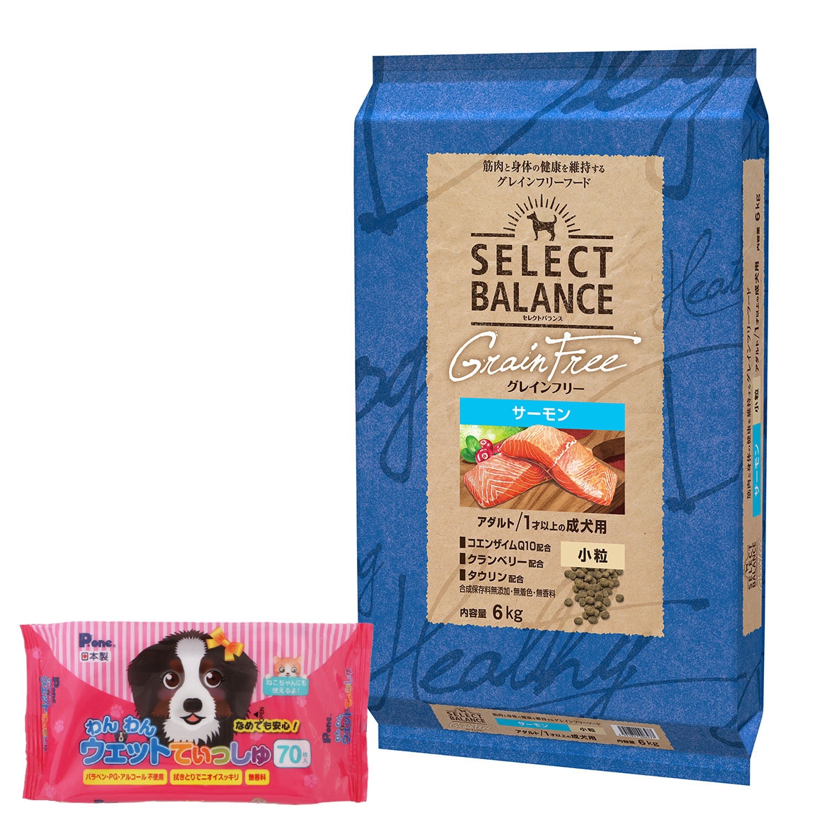 ドッグフード グレインフリー アダルト サーモン 小粒 6kg【わんわんウエットてぃっしゅ1個付き】